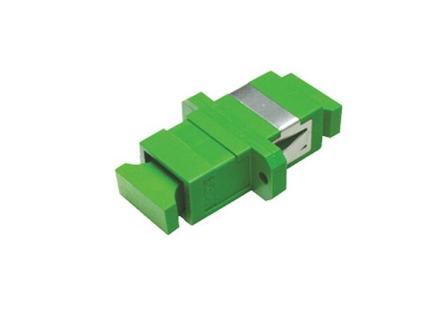 Adapter SM SC/APC-SPX Green With flange, metal clip, Zr. sleeve 